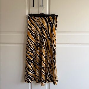 Mango Zebra Print A-Line Skirt in Black and Tan